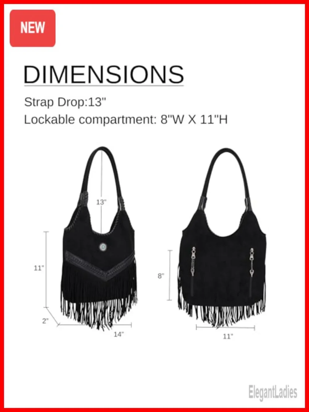 Suede Fringe Hobo Bag with CCW Pocket, Top Handle Tote Shoulder Bag